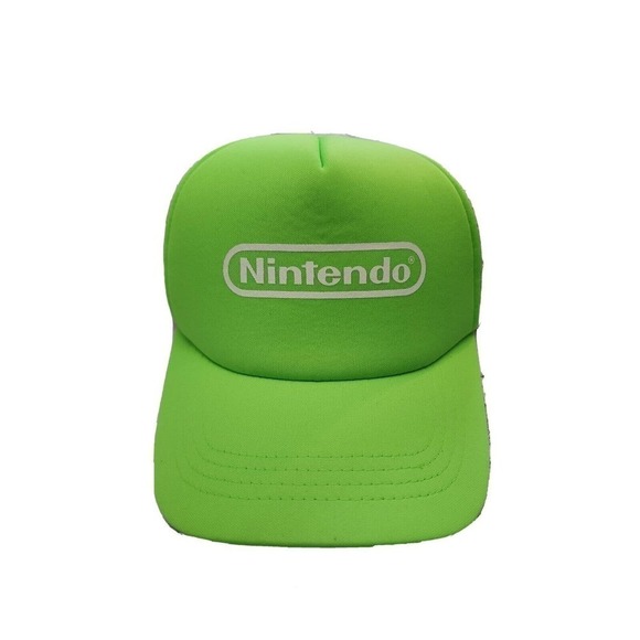 NINTENDO Trucker Hat Neon Green Mesh SnapBack Brand New With Tags Cap America - Picture 2 of 9